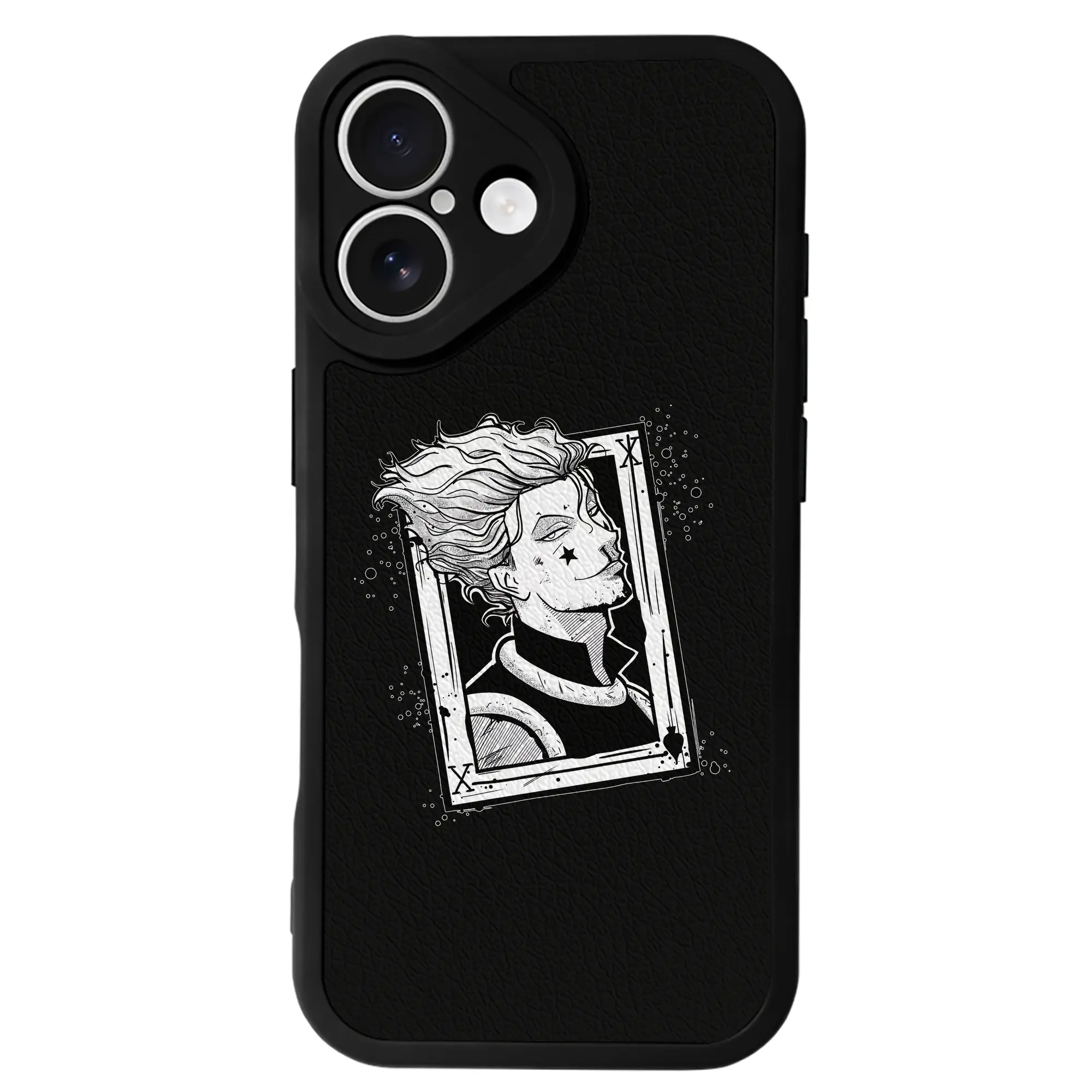 ハンター×ハンター グッズ ヒソカ＝モロウ - IPhone 16シリーズ対応 ・ シリコンスマホケース ・ レザー調 ・ 高精度フィット ・ 耐衝撃 ・ ワイヤレス充電対応 ・ 精密カット